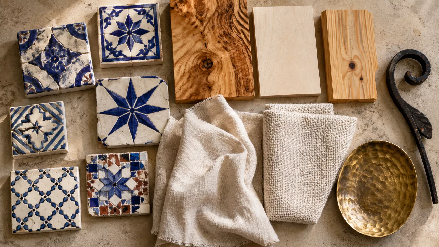 Tunisian Swedish Materials Moodboard for Luxury Decor